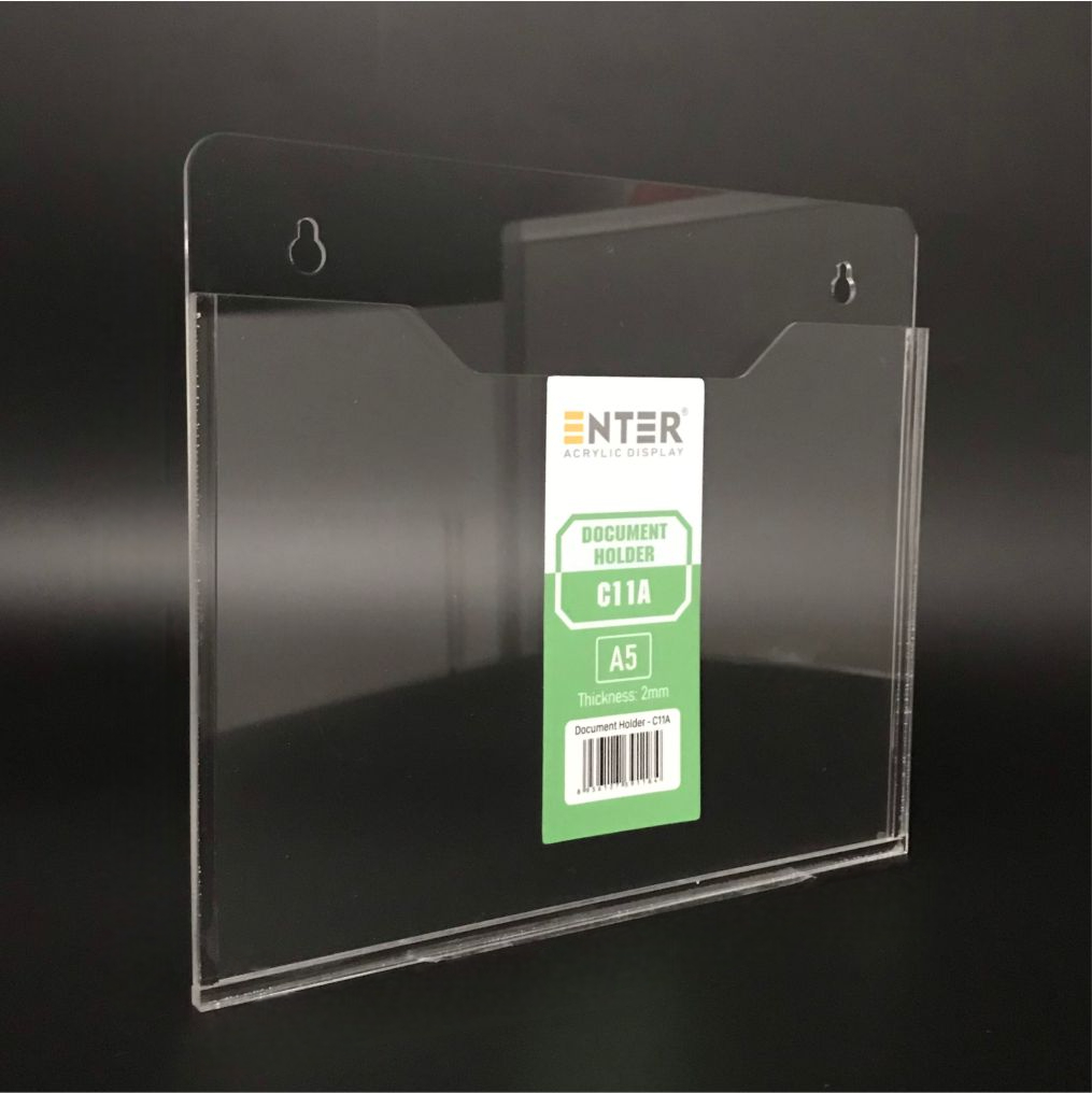 Kệ mica nhiều giấy treo tường Enter C11A 21x15cm A5 ngang, hông 3mm, có hậu mica (20)