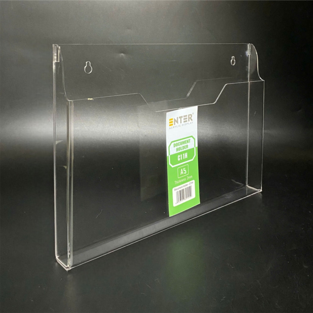 Kệ mica nhiều giấy treo tường Enter C11H 21x15cm A5 ngang, hông 25mm, có hậu mica (20)
