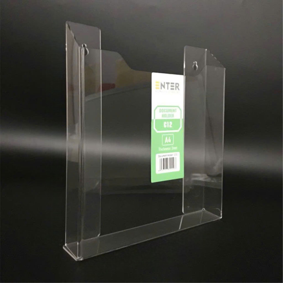 Kệ mica nhiều giấy treo tường Enter C12 21x30cm A4 đứng, hông 25mm (20)