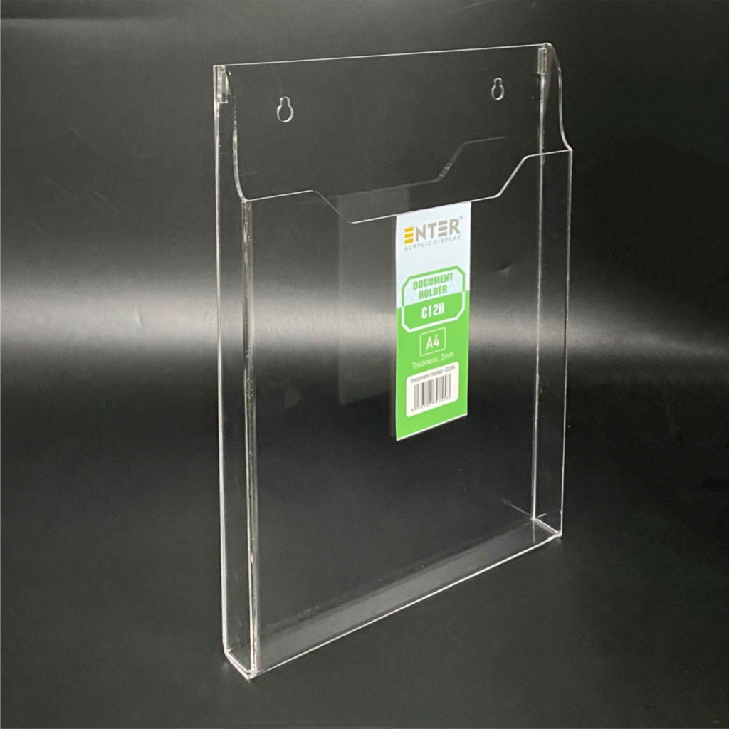 Kệ mica nhiều giấy treo tường Enter C12H 21x30cm A4 đứng, hông 25mm, có hậu mica (20)