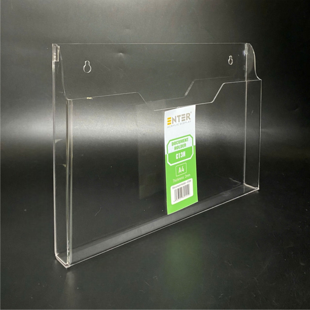 Kệ mica nhiều giấy treo tường Enter C13H 30x21cm A4 ngang, hông 25mm, có hậu mica (20)
