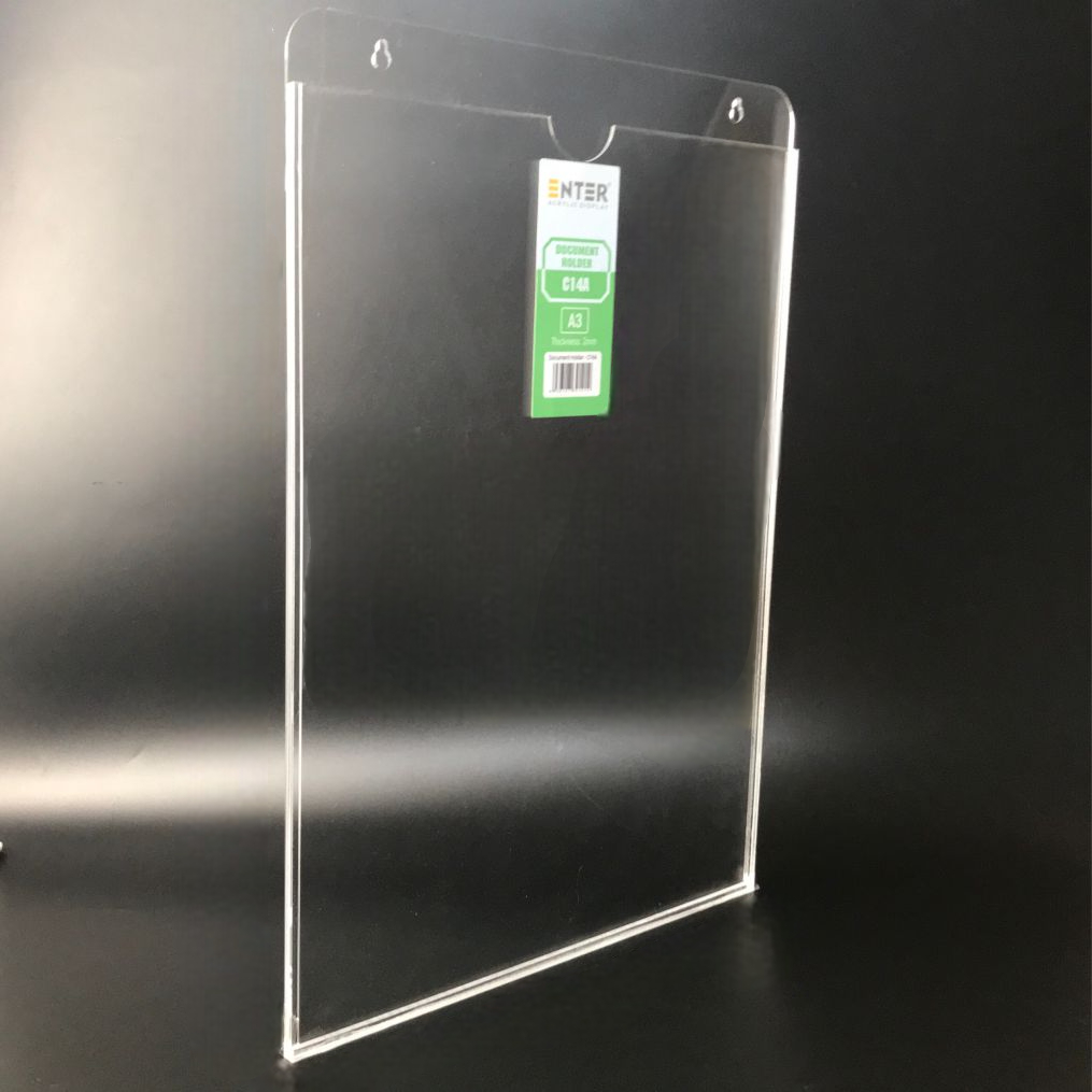 Kệ mica nhiều giấy treo tường Enter C14A 30x42cm A3 đứng, hông 3mm, có hậu mica (20)