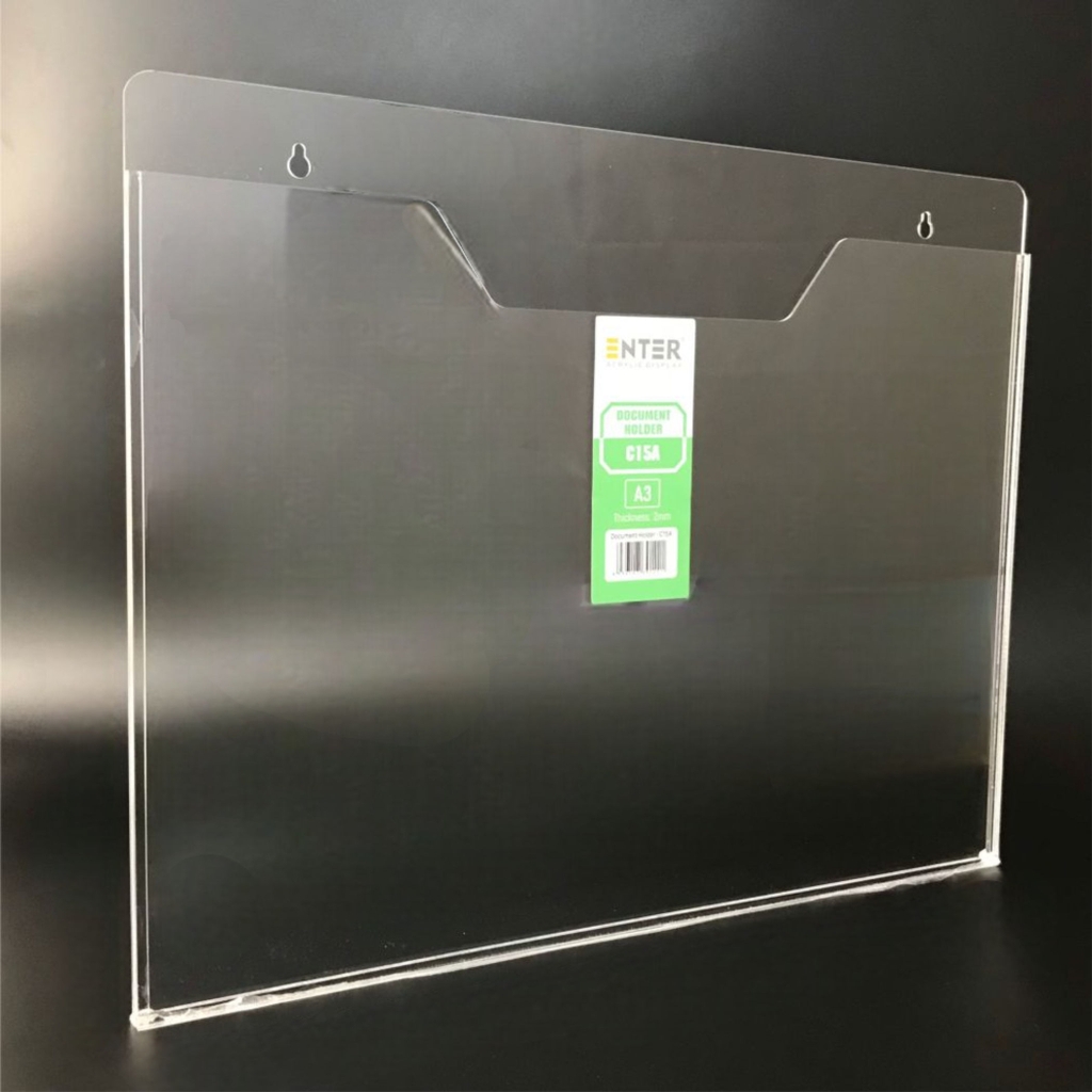 Kệ mica nhiều giấy treo tường Enter C15A 42x30cm A3 ngang, hông 3mm, có hậu mica (20)