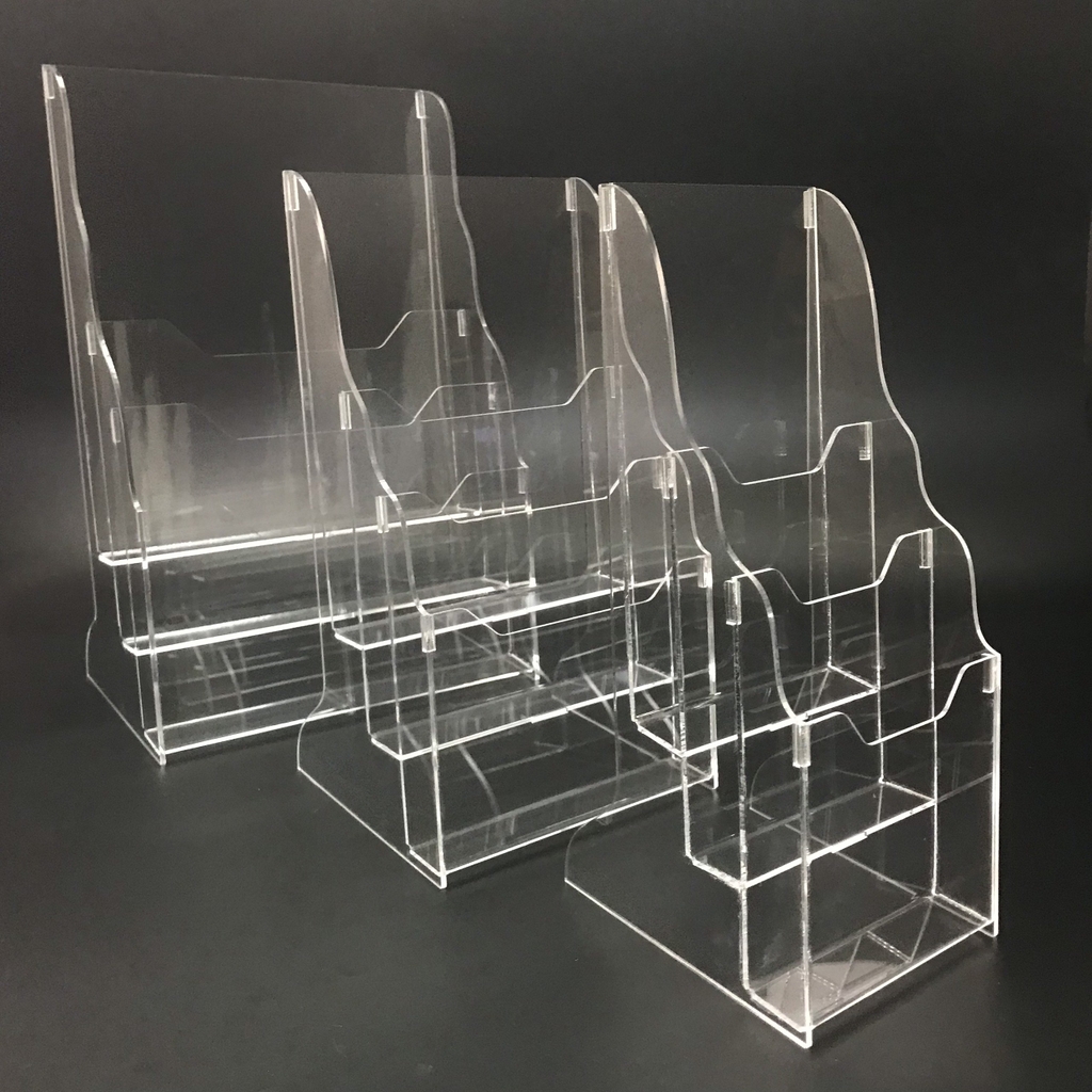 Kệ mica nhiều giấy 3 ngăn Enter C07-3 210x300mm A4 đứng 3mm, Khay đựng giấy, Hộc đựng tờ rơi