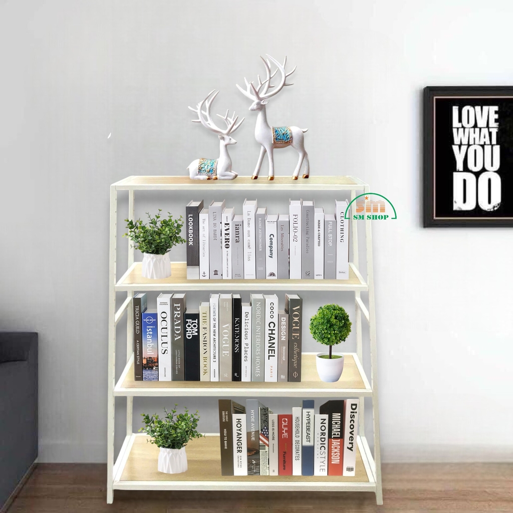 Kệ sắt 4 tầng Enter KG80120-4 80x30x120cm, Kệ đa năng nâng hạ tầng, Kệ sắt tầng gỗ, Giá sắt