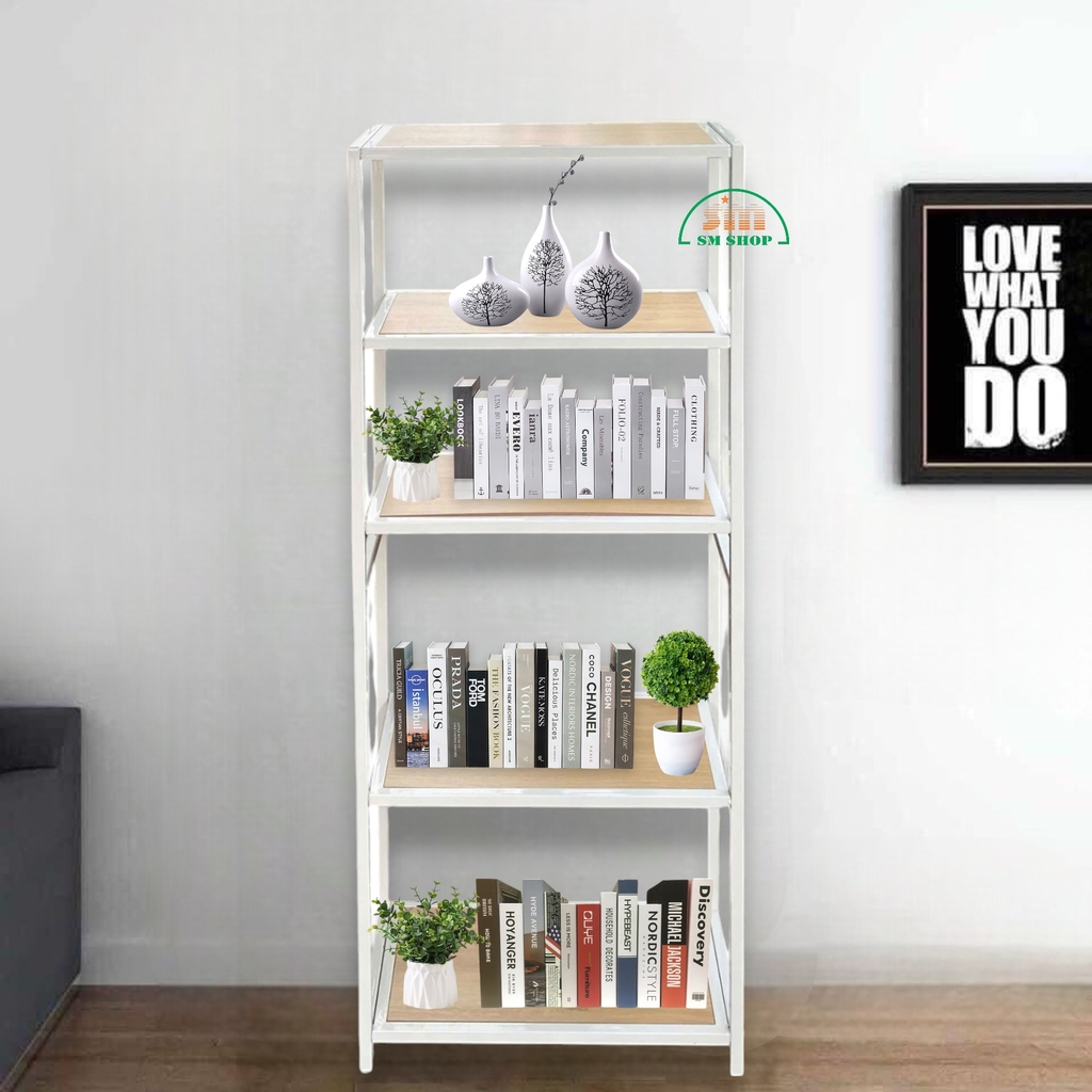 Kệ sắt 5 tầng Enter KG60150-5 60x30x150cm, Kệ đa năng nâng hạ tầng, Kệ sắt tầng gỗ, Giá sắt