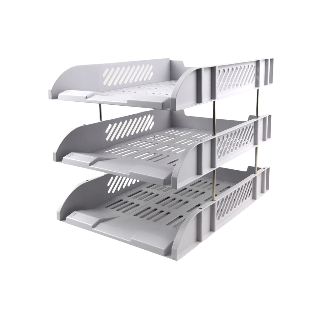 Kệ hồ sơ 3 tầng nhựa Deli 9217 cố định xám