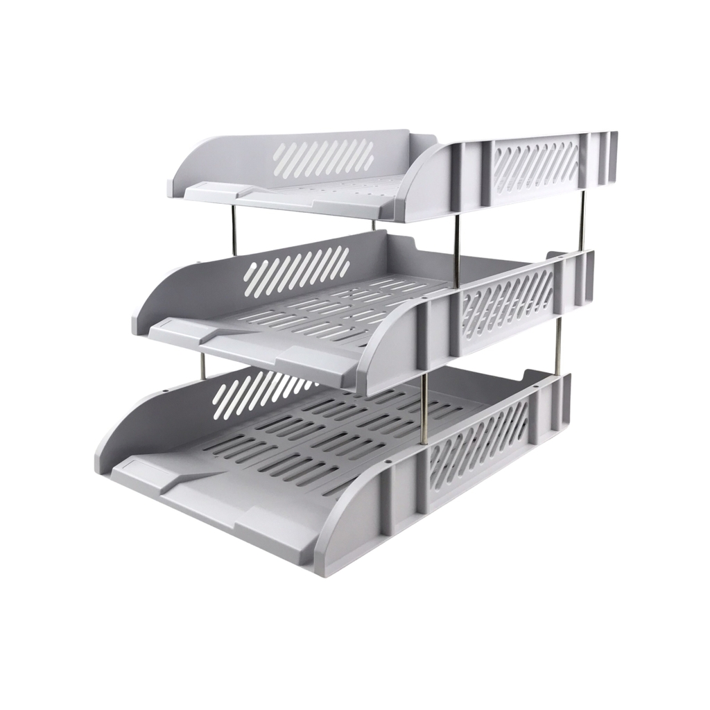 Kệ hồ sơ 3 tầng nhựa Deli 9217 cố định xám