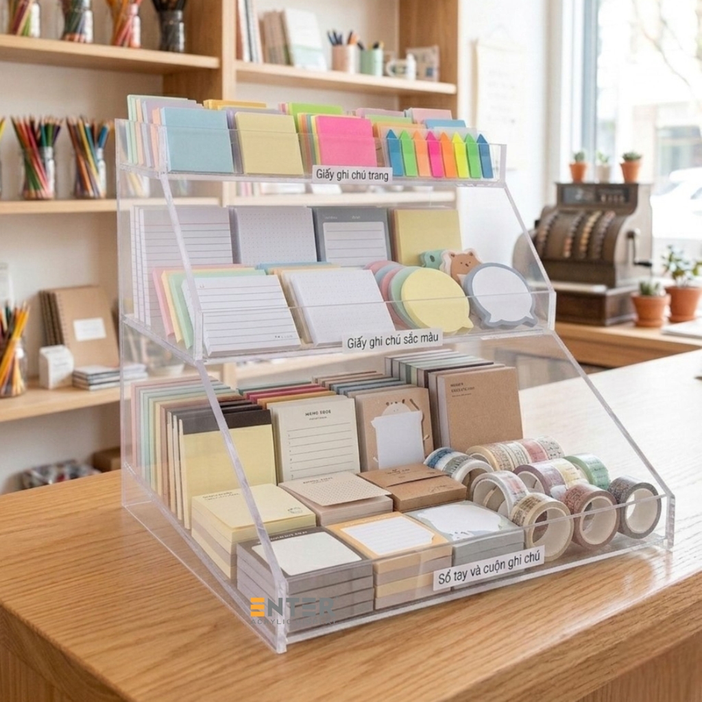 Kệ trưng bày gôm mica Enter TBNS19 3 tầng 29x27x29cm, Kệ mica