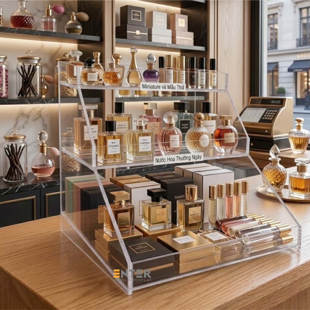 Kệ trưng bày gôm mica Enter TBNS19 3 tầng 29x27x29cm, Kệ mica