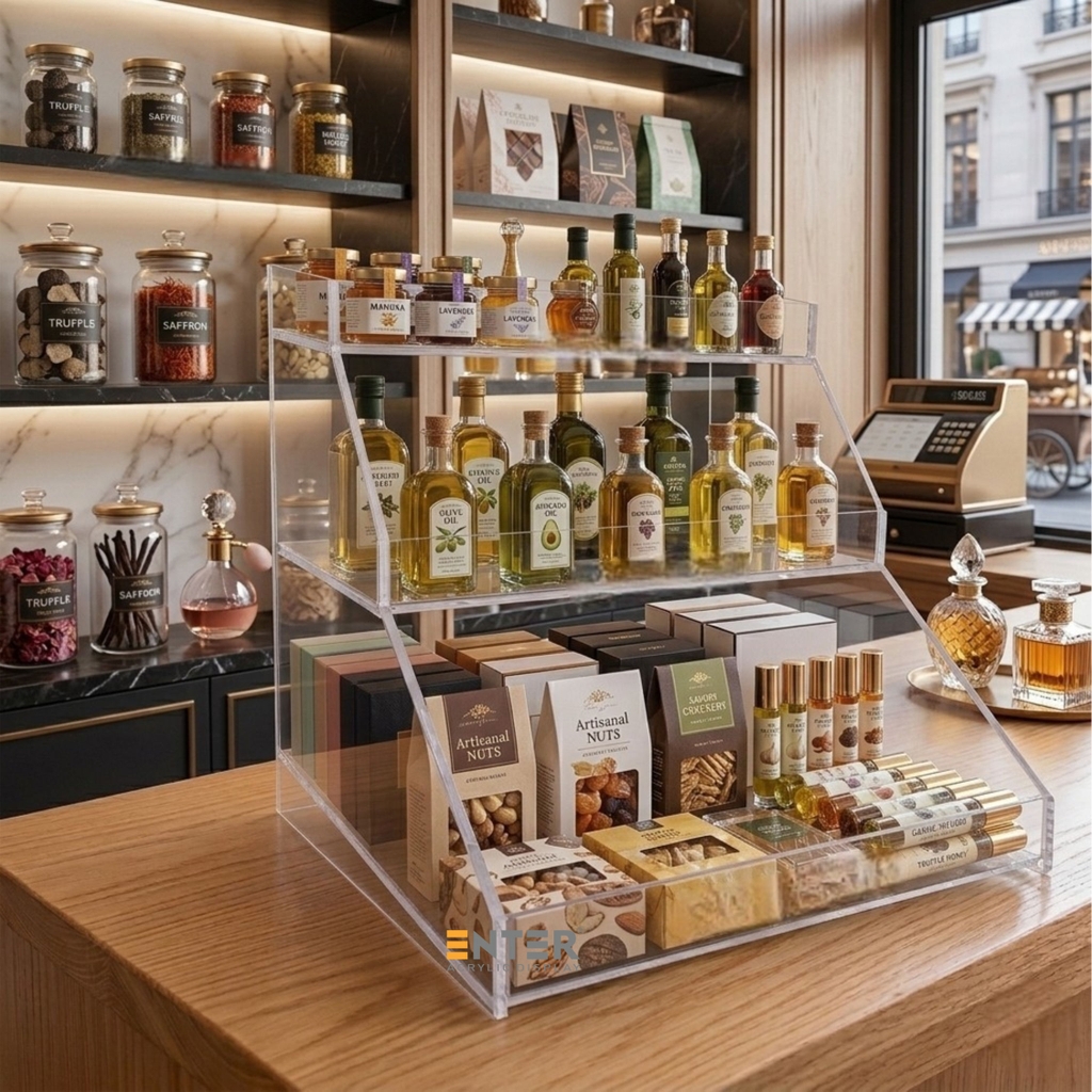 Kệ trưng bày gôm mica Enter TBNS19 3 tầng 29x27x29cm, Kệ mica