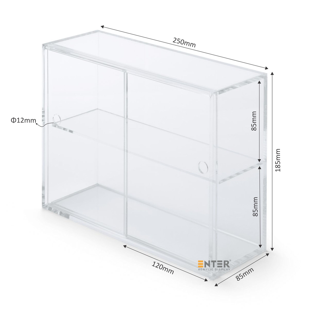 Kệ trưng bày mica Enter TB701 250x85x165mm 2 tầng cửa lùa