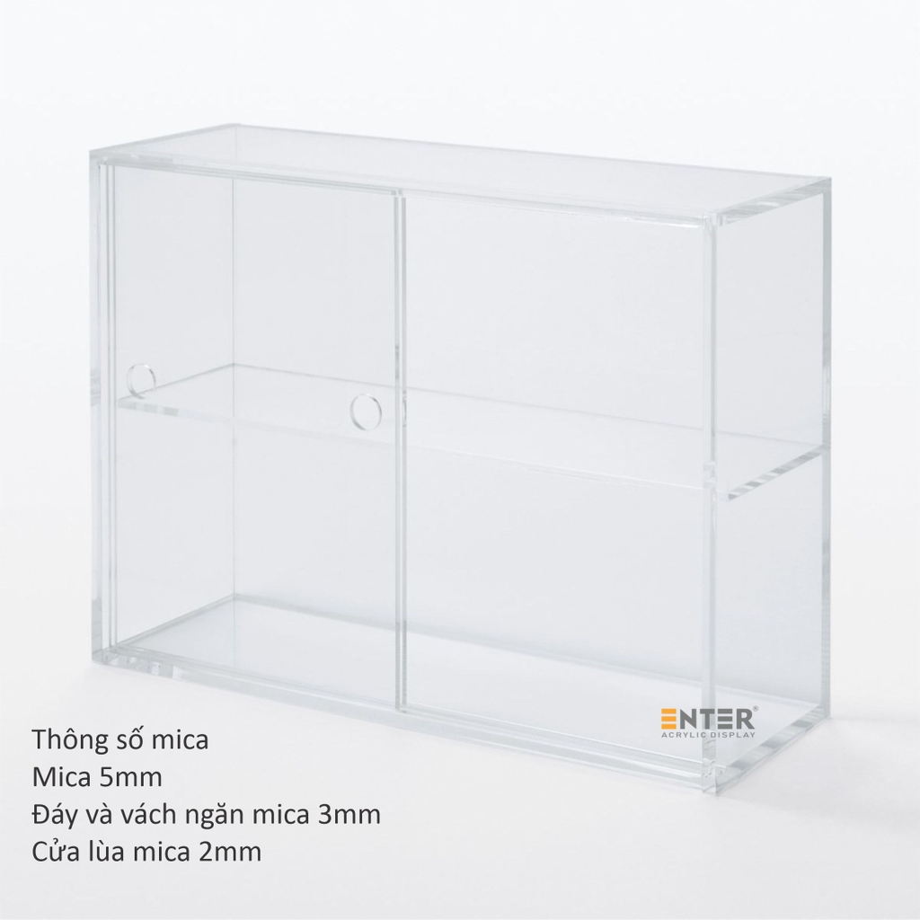 Kệ trưng bày mica Enter TB701 250x85x165mm 2 tầng cửa lùa