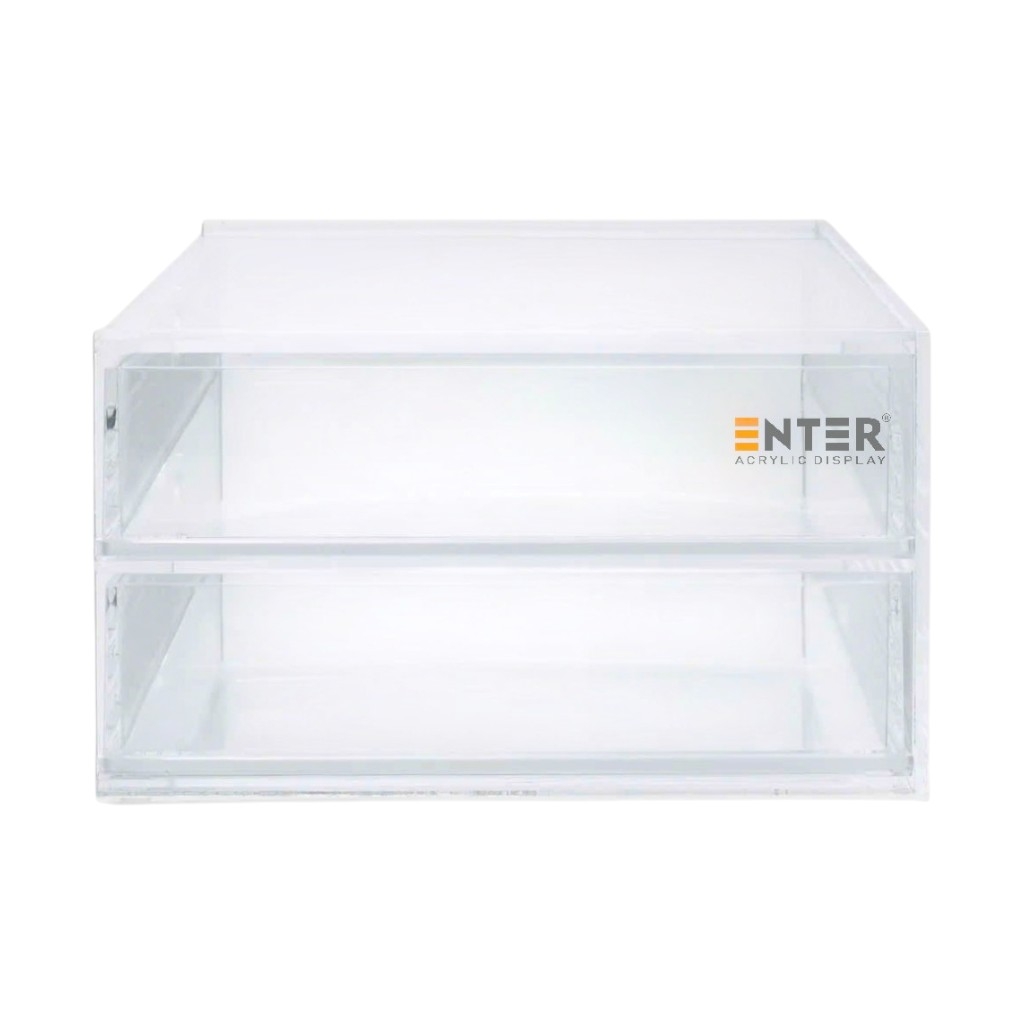 Kệ trưng bày mica Enter TB702 175x130x95mm 2 ngăn cửa kéo, hộc kéo, hộp trang sức