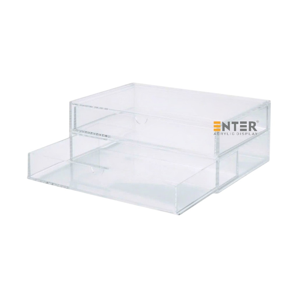 Kệ trưng bày mica Enter TB702 175x130x95mm 2 ngăn cửa kéo, hộc kéo, hộp trang sức