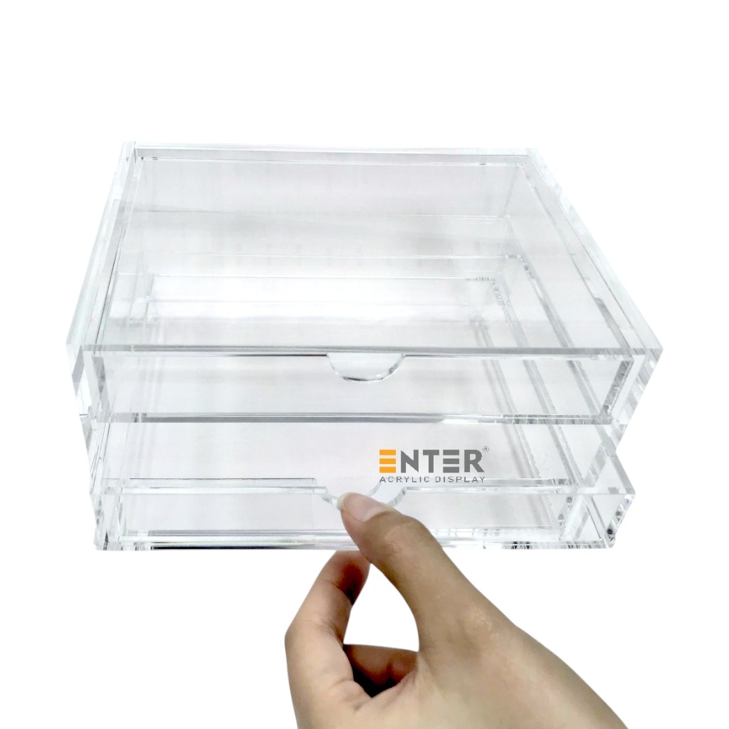 Kệ trưng bày mica Enter TB702 175x130x95mm 2 ngăn cửa kéo, hộc kéo, hộp trang sức