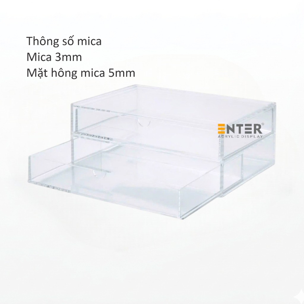 Kệ trưng bày mica Enter TB702 175x130x95mm 2 ngăn cửa kéo, hộc kéo, hộp trang sức