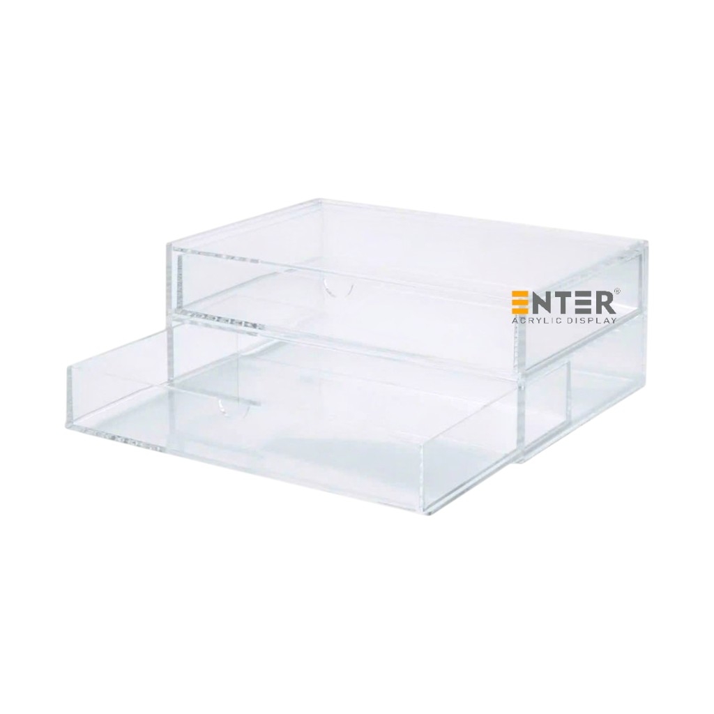 Kệ trưng bày mica Enter TB703 255x170x95mm 2 ngăn cửa kéo, hộc kéo, hộp trang sức