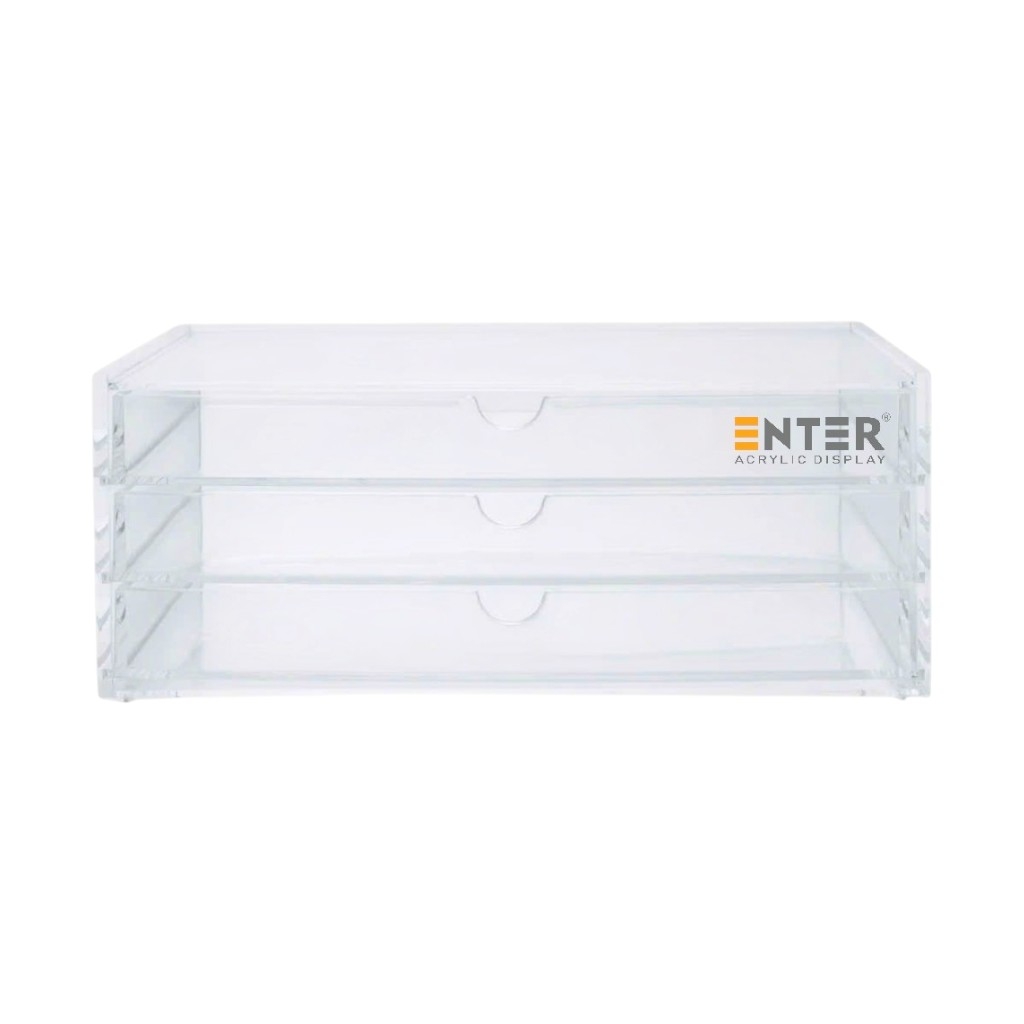 Kệ trưng bày mica Enter TB704 175x130x100mm 3 ngăn cửa kéo, hộc kéo, hộp trang sức