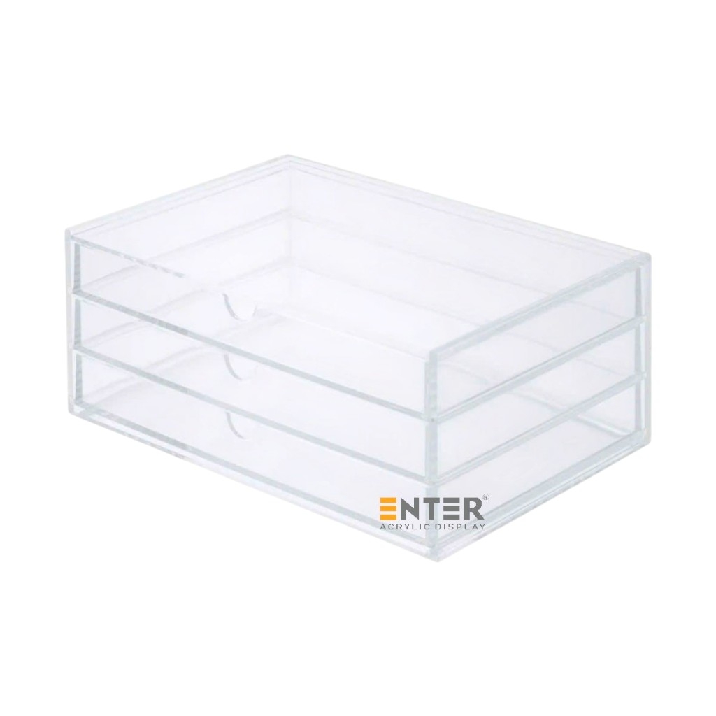 Kệ trưng bày mica Enter TB704 175x130x100mm 3 ngăn cửa kéo, hộc kéo, hộp trang sức