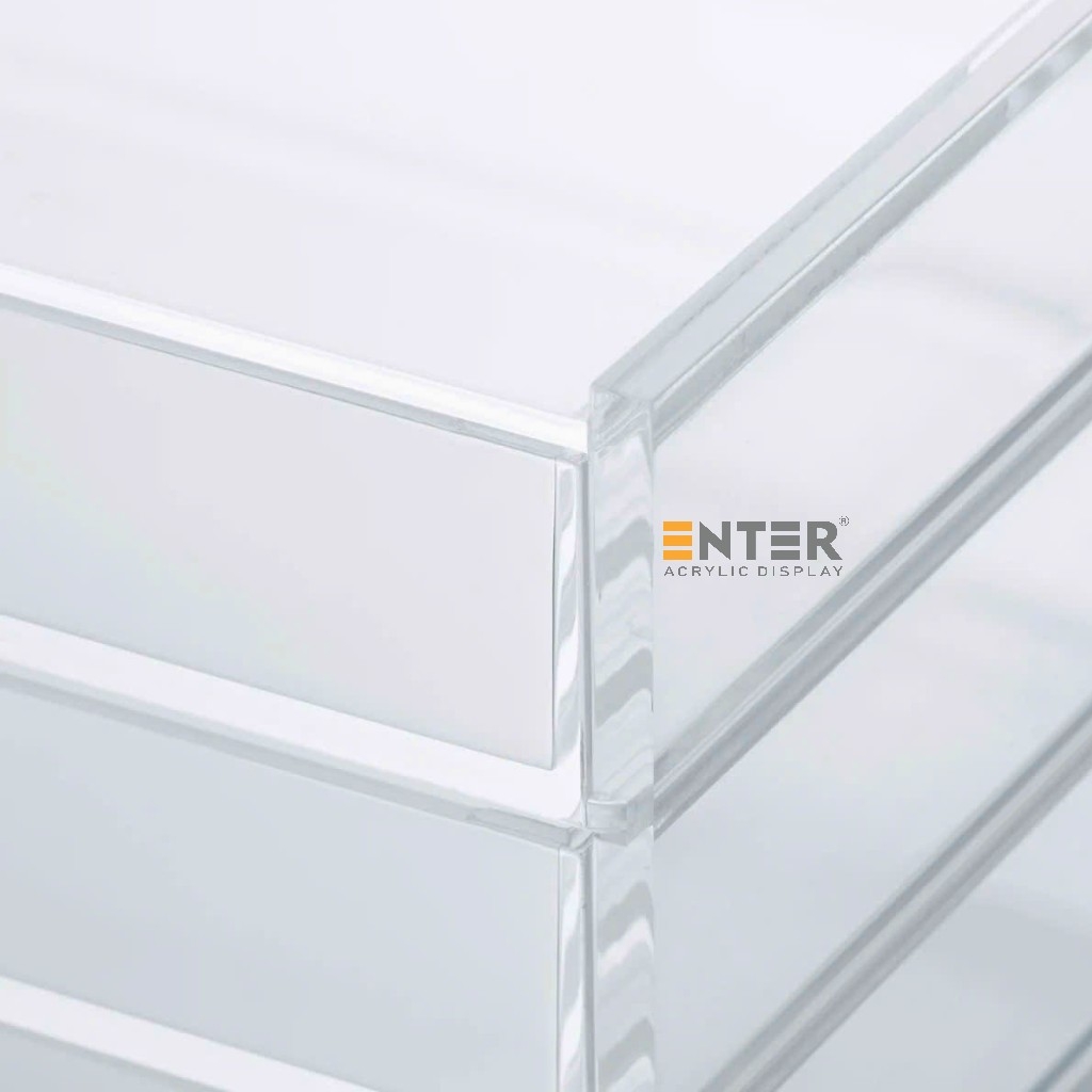 Kệ trưng bày mica Enter TB705 255x170x100mm 3 ngăn cửa kéo, hộc kéo, hộp trang sức