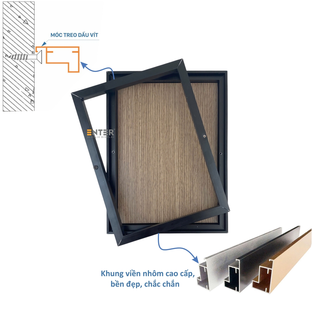 Khung hình nhôm cao cấp Enter KH203 21x30cm