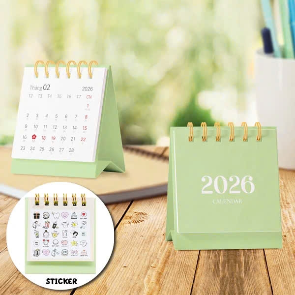 Lịch bàn LL 2026 6.5x7cm, Lịch để bàn, Lịch tam giác