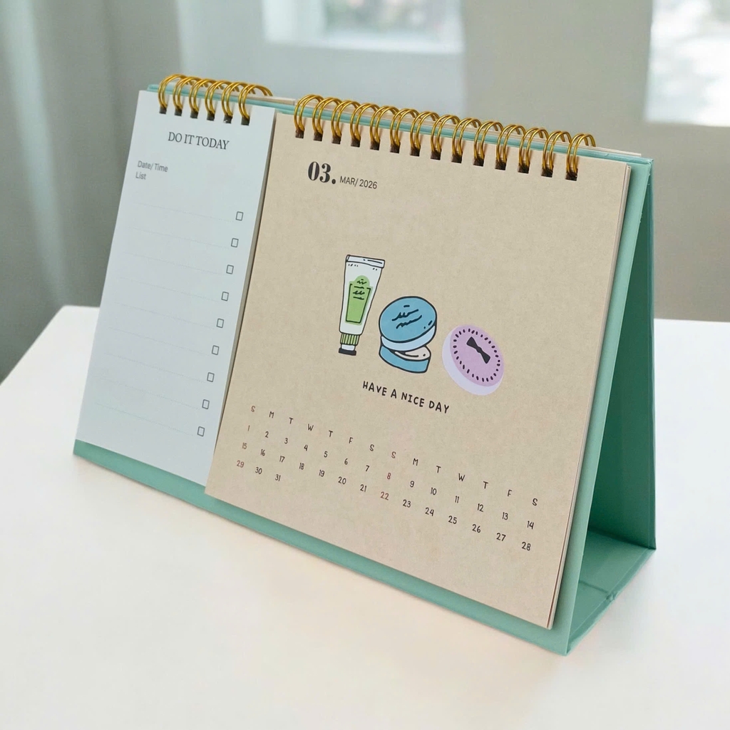 Lịch bàn LL có note 2026 22x15cm, Lịch để bàn, Lịch tam giác