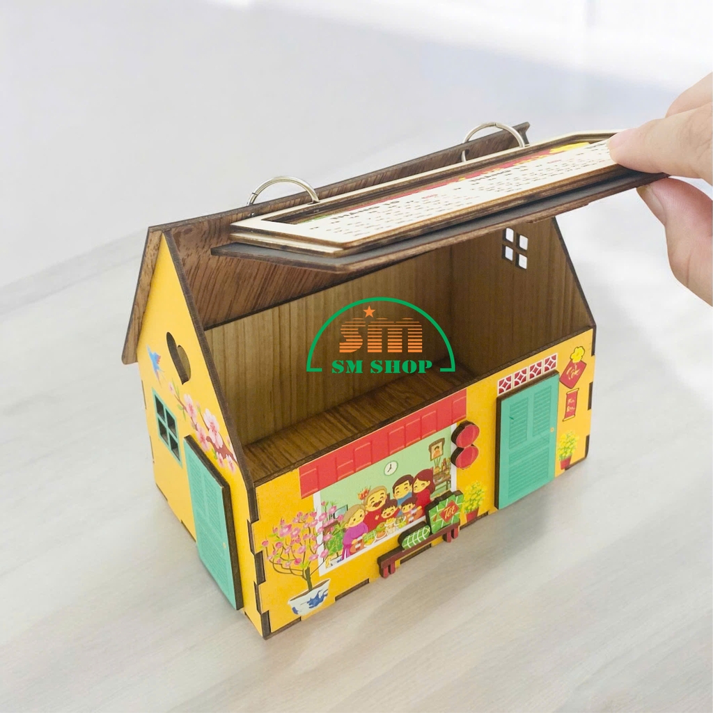 Lịch gỗ để bàn BM hình ngôi nhà