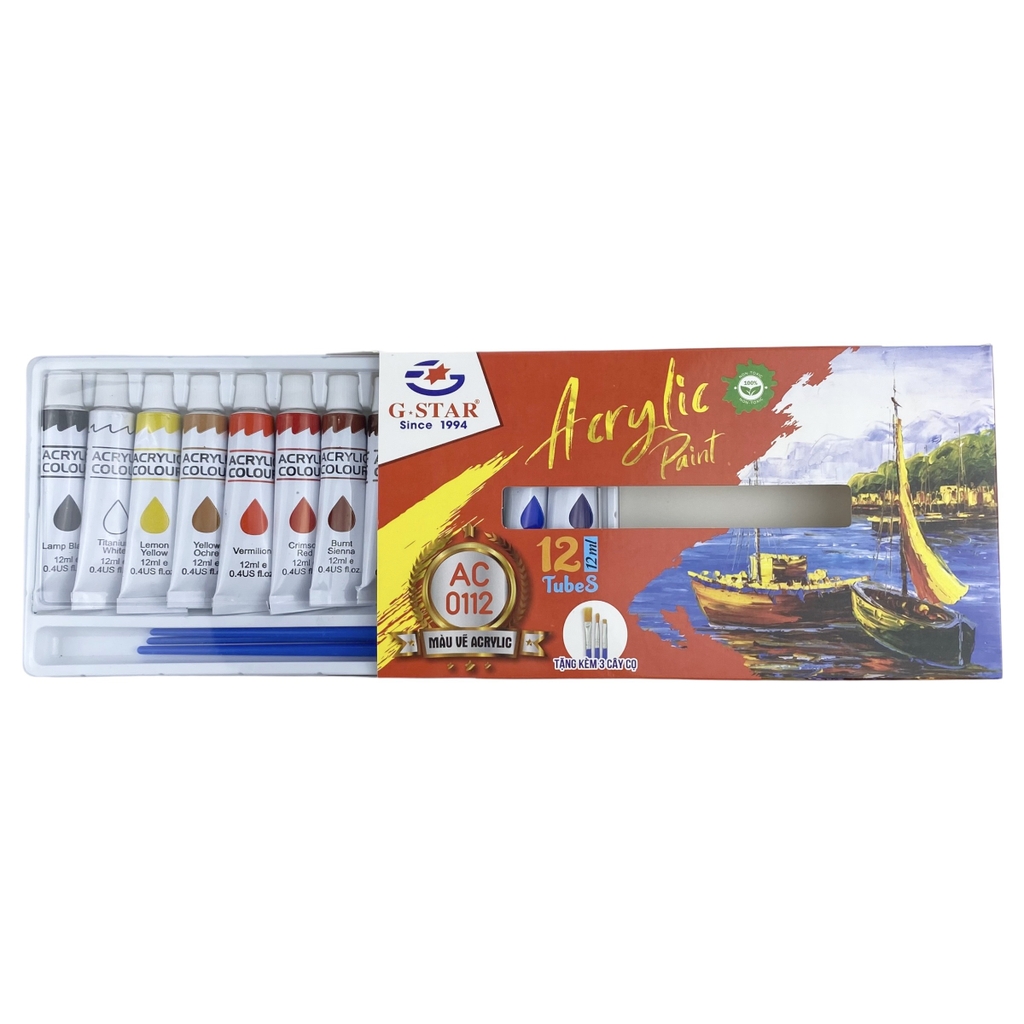 Màu Acrylic Gstar  AC-0112 12ml 12 màu (6)