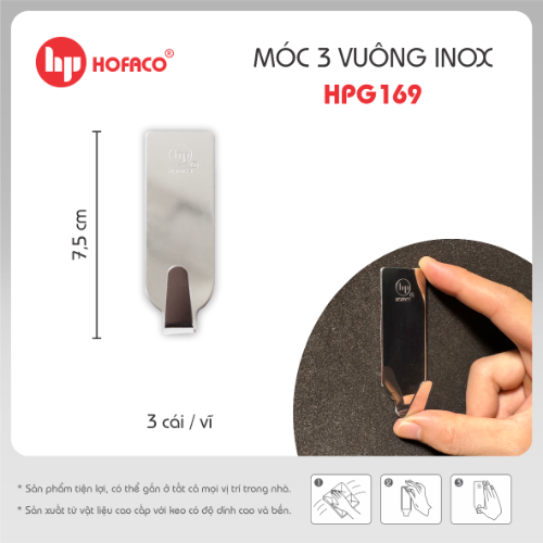 Móc dán tường inox Hofaco HPG169 (10)