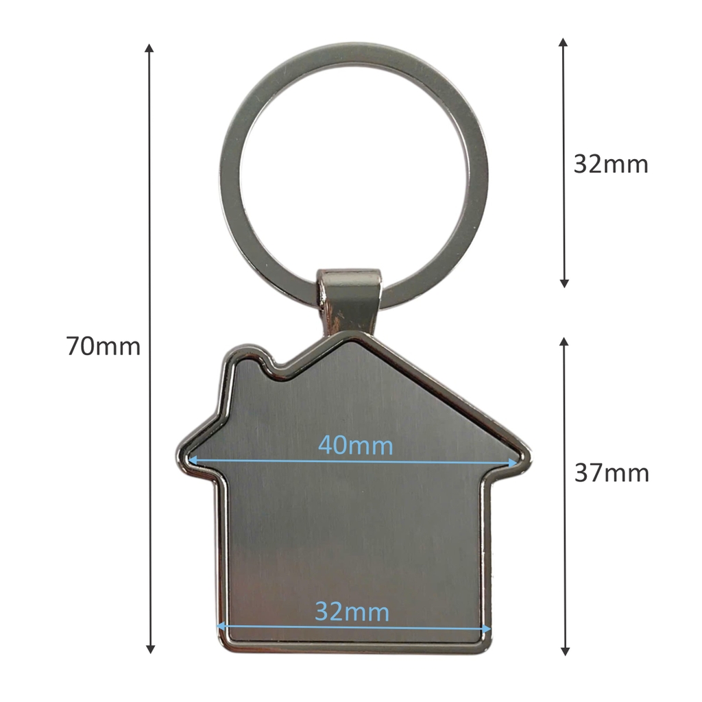 Móc khóa MK050, Móc khoá kim loại, Móc khoá ngôi nhà, Phôi móc khoá