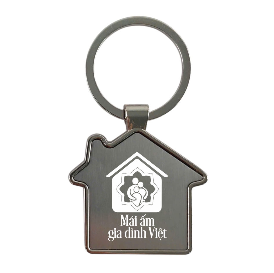 Móc khóa MK050, Móc khoá kim loại, Móc khoá ngôi nhà, Phôi móc khoá