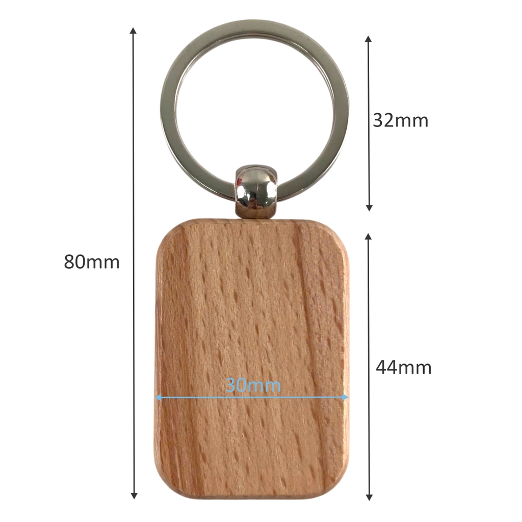 Móc khóa MK055, Móc khoá gỗ chữ nhật, Phôi móc khoá