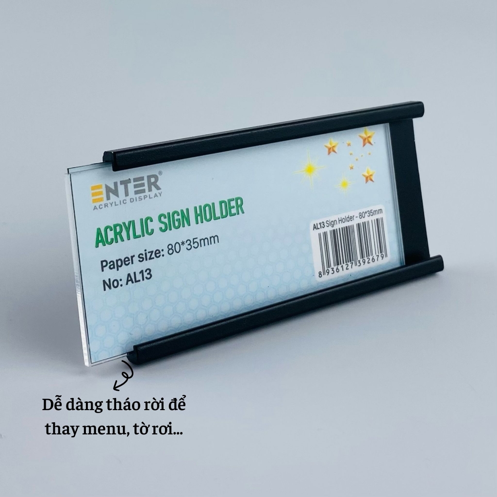 Bảng thông tin nhôm Enter AL13 80x35mm, Khung thông tin sản phẩm, Khung bảng giá siêu thị, Tag thông tin mini (20)