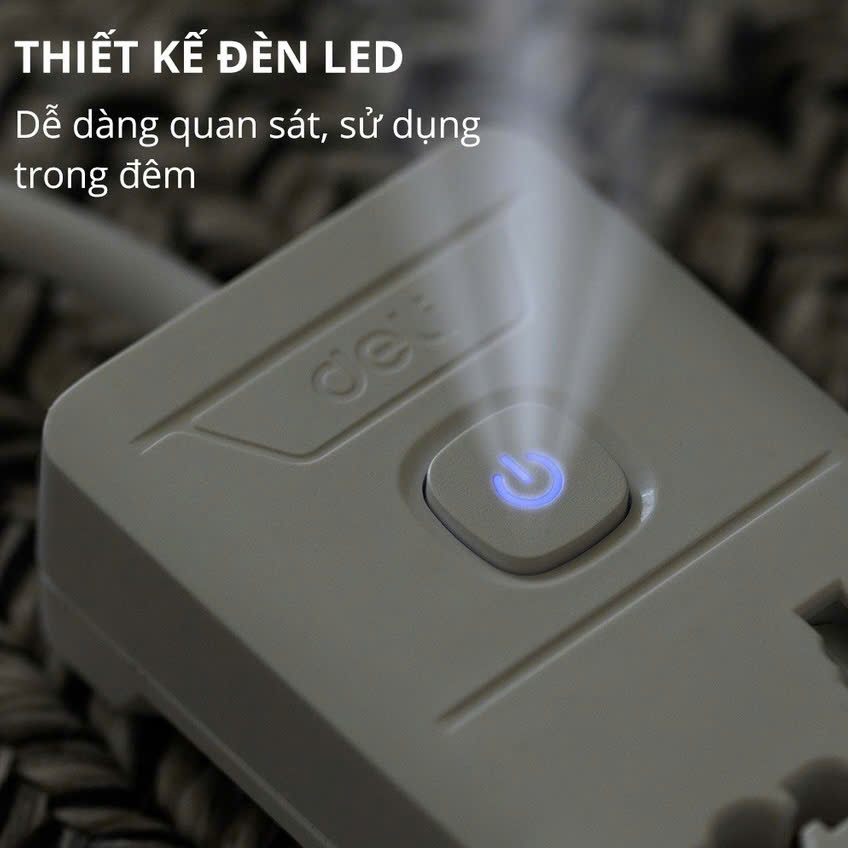 Ổ cắm điện Deli 3 lỗ
