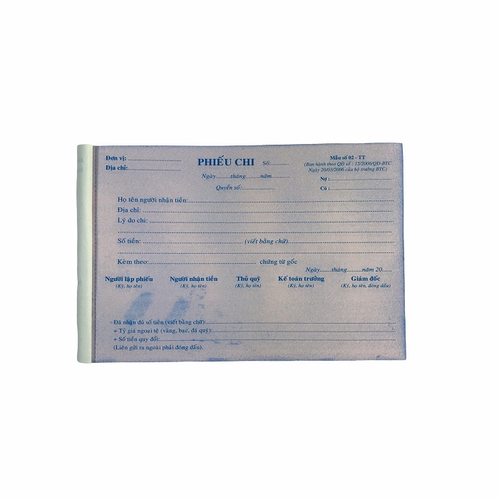 Phiếu chi NY 13x20cm 3 liên 50 bộ không đế (5/100)