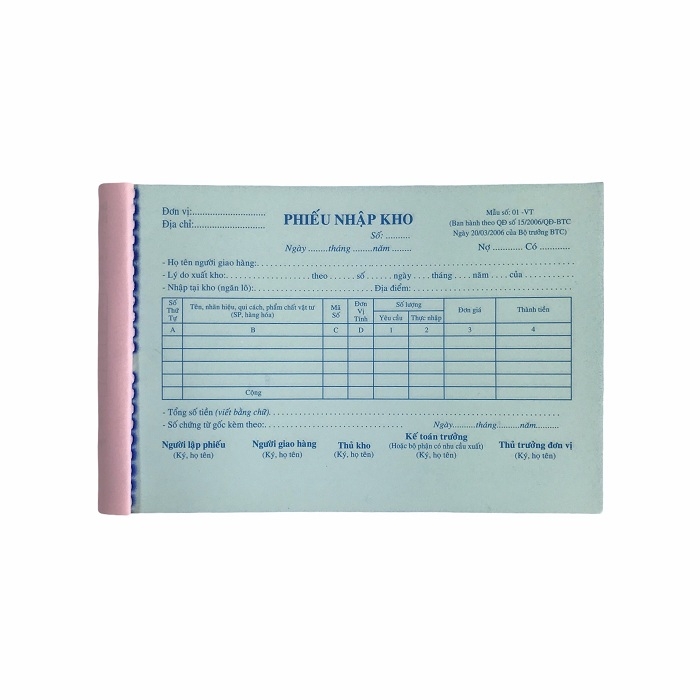 Phiếu nhập kho NY 13x20cm 3 liên 50 bộ không đế (5/100)