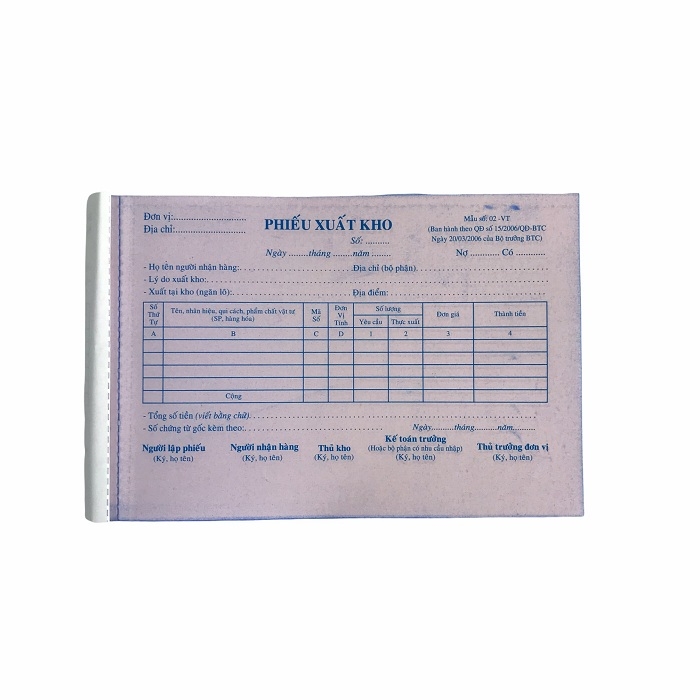 Phiếu xuất kho NY 13x20cm 3 liên 50 bộ không đế (5/100)