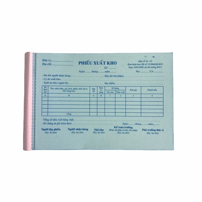 Phiếu xuất kho NY 13x20cm 3 liên 50 bộ không đế (5/100)