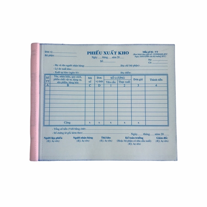 Phiếu xuất kho NY 16x20cm 3 liên 50 bộ không đế A5 (5/60)