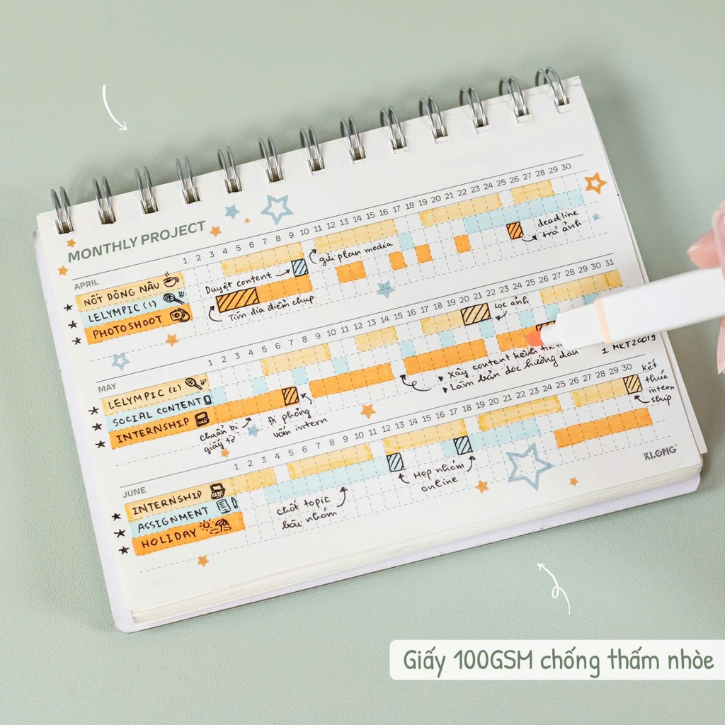 Sổ kế hoạch lò xo KLong 945 14.8x21cm 200 trang 72.4gsm (60)