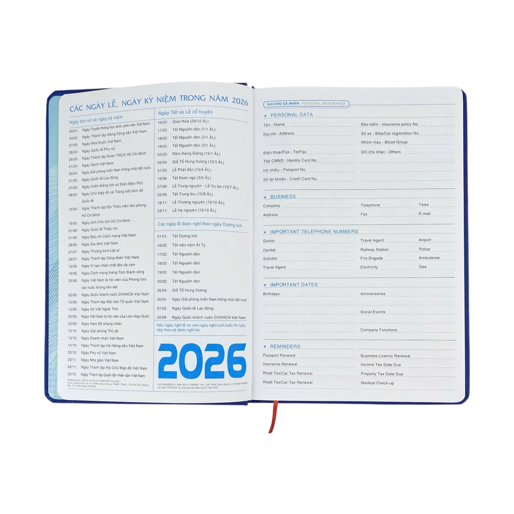 Sổ lịch Agenda AT 16x24cm