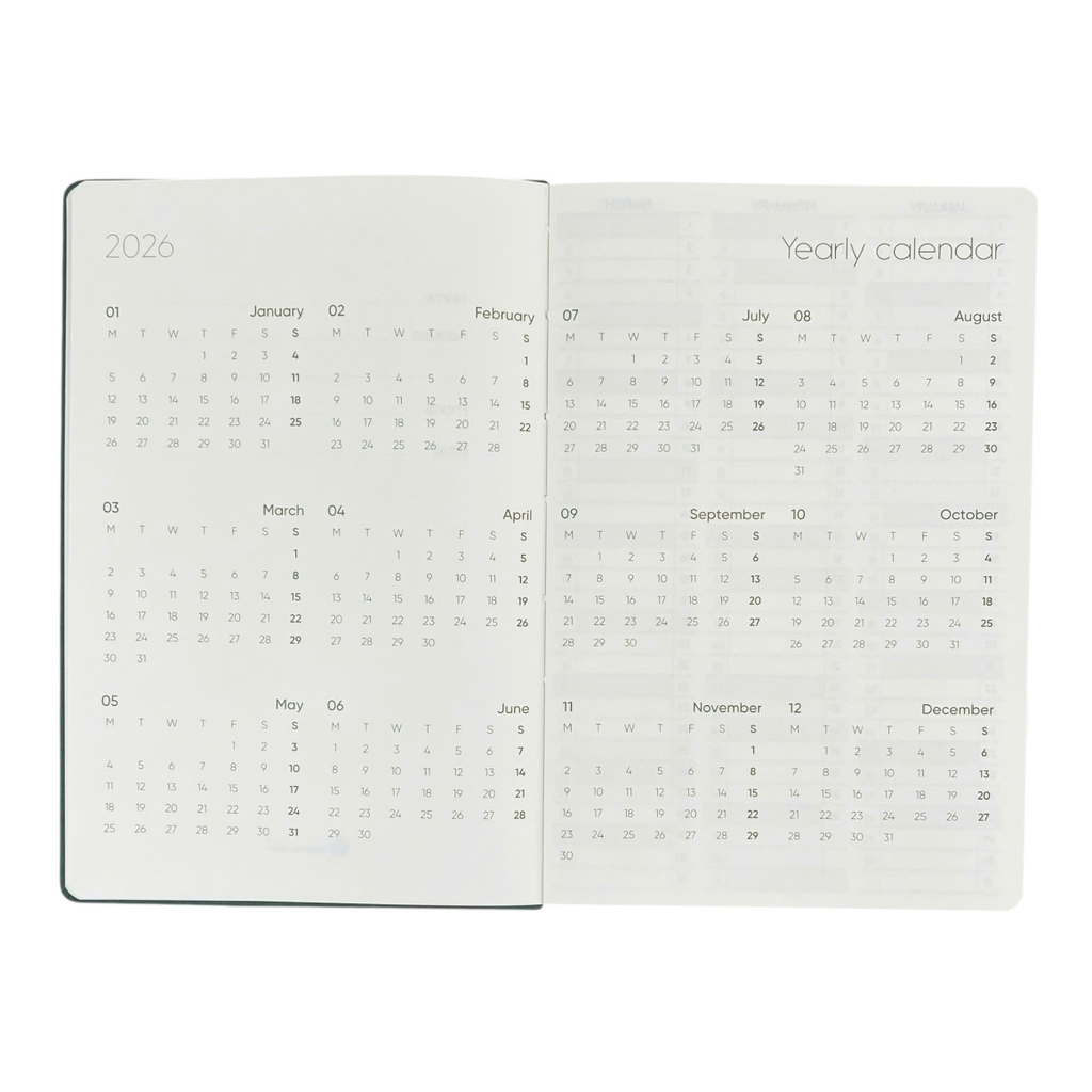 Sổ lịch Planner NT A5-25 14x21cm 224 trang, Sổ tay lịch năm 2026, Sổ kế hoạch, Sổ ghi chú theo ngày