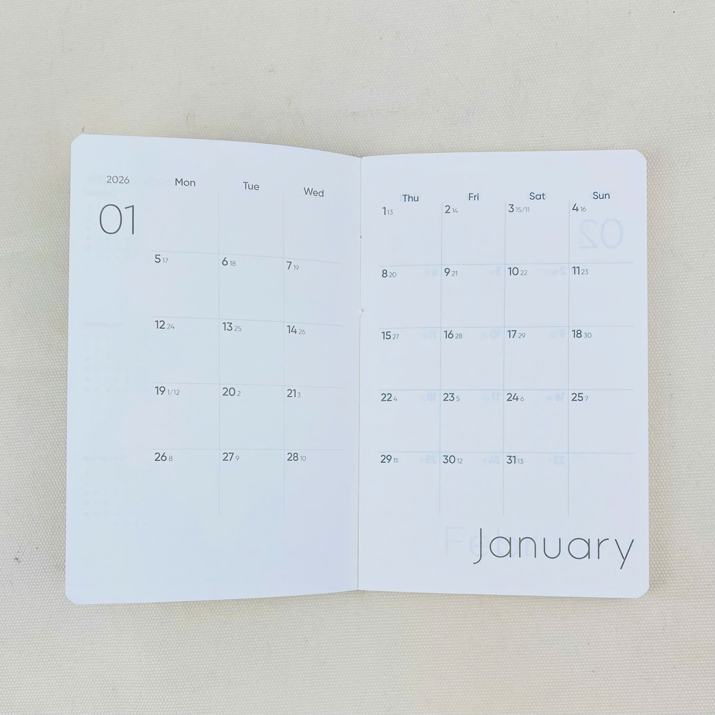 Sổ lịch Planner NT B7-25 9x14cm 144 trang, Sổ tay lịch năm 2026, Sổ kế hoạch, Sổ ghi chú theo ngày