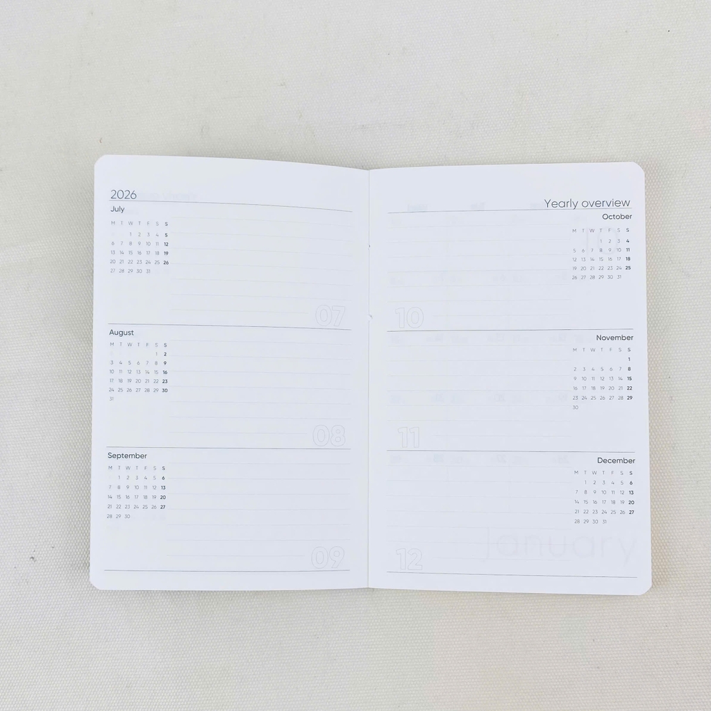 Sổ lịch Planner NT B7-25 9x14cm 144 trang, Sổ tay lịch năm 2026, Sổ kế hoạch, Sổ ghi chú theo ngày