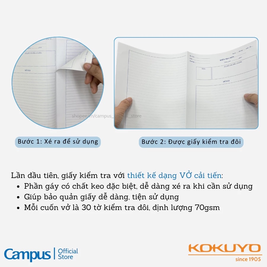 Tập kiểm tra Campus Land Of Too-shy TPN-A5D30LTS-01/ TPN-A5D30LTS-02 70gsm 4 ly ngang 30 tờ (10/100)