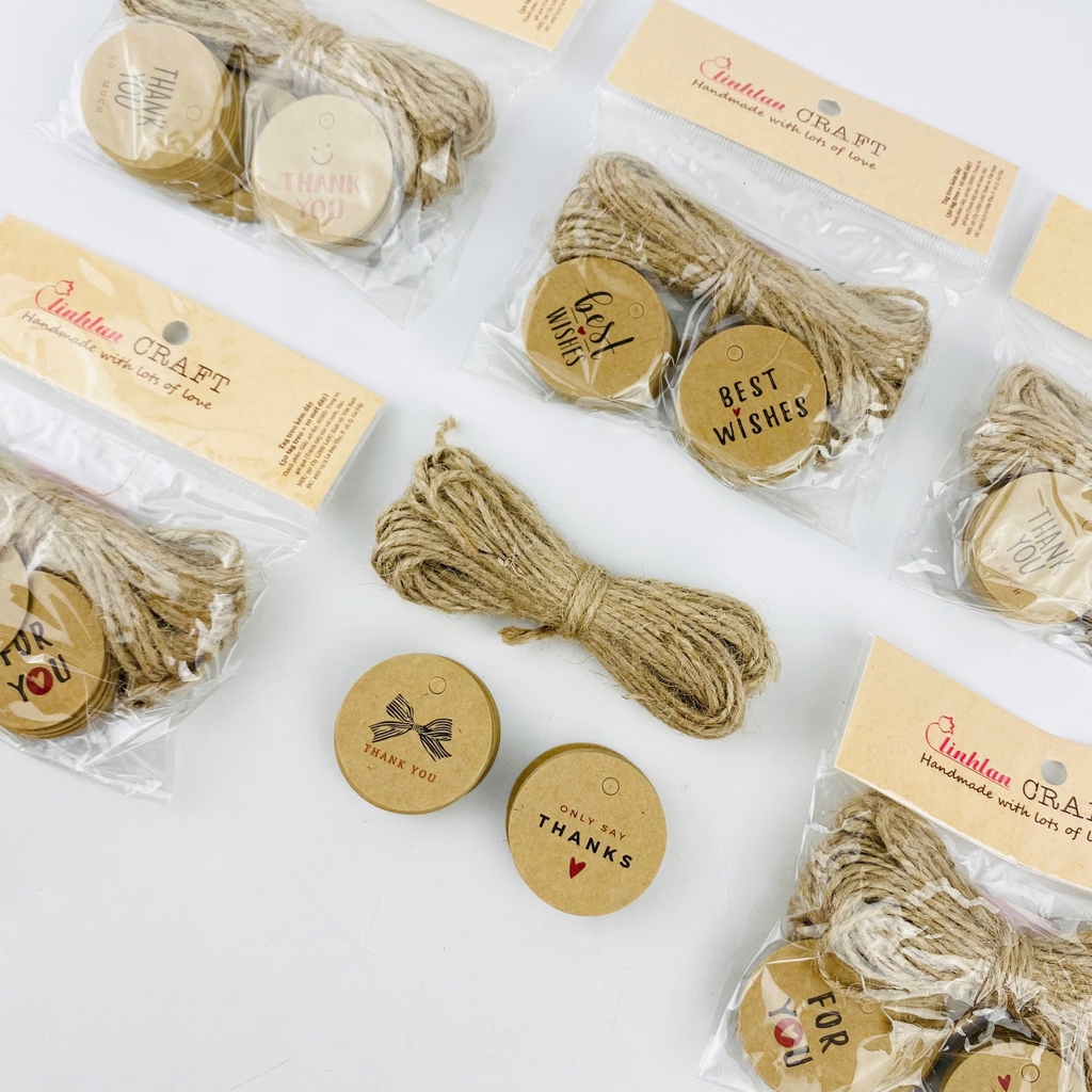 Thẻ Tag treo LL tròn size S + dây 3.5x3.5cm (50)