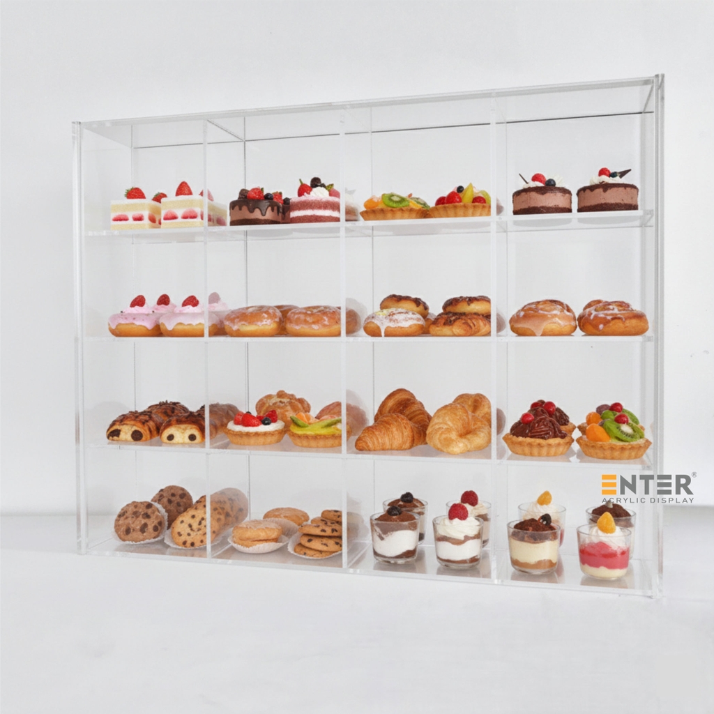 Kệ trưng bày mica Enter TB802 275x70x350mm 16 ô