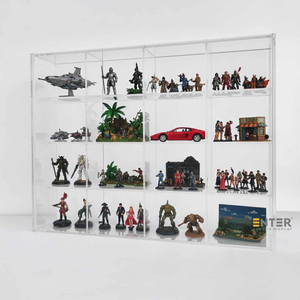 Kệ trưng bày mica Enter TB802 275x70x350mm 16 ô